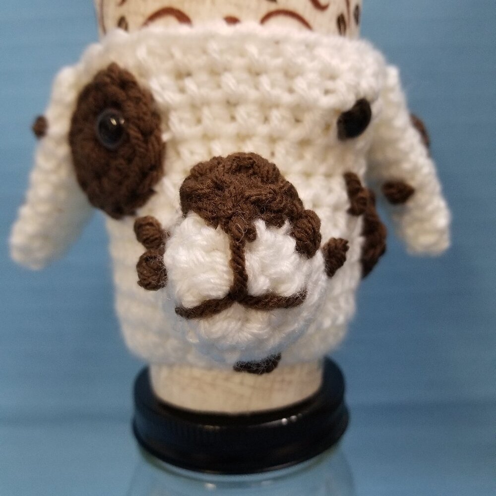 Dalmatian Damation Liver/Brown White Dog Crochet  Handmade Cup Cozy Holder Gift